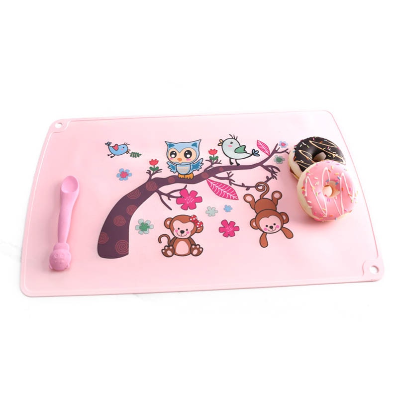 1Pcs Baby Placemats Cute Cartoon Non-slip Children Table Mat Food Grade Silicone Table Pad Mat Waterproof Tableware